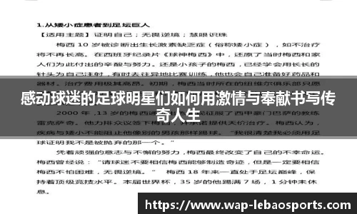感动球迷的足球明星们如何用激情与奉献书写传奇人生